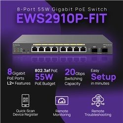 EnGenius EWS2910P-FIT Managed Gigabit 8-Port 55W PoE Switch with 2 SFP Ports